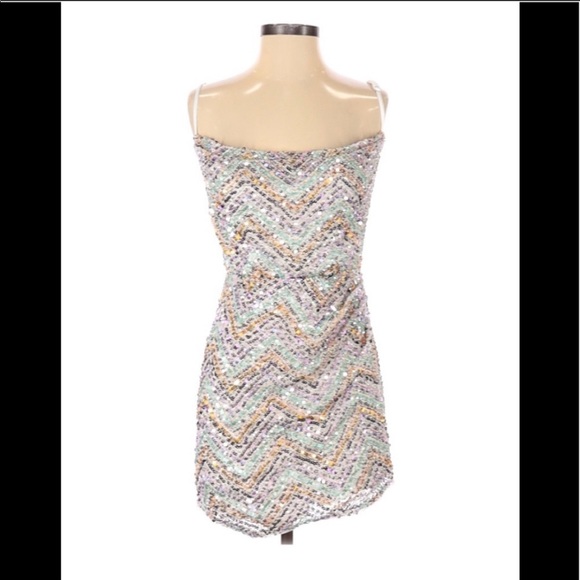 NWT NBD Racquel Mini Dress - Pastel Rainbow Sm/2-4 - Picture 7 of 10